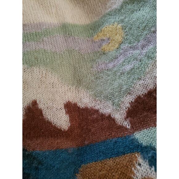 Woolrich Motif Mohair Sweater Canoe Camping Mountain Womens Sz M Medium Ivory (G - Picture 7 of 7